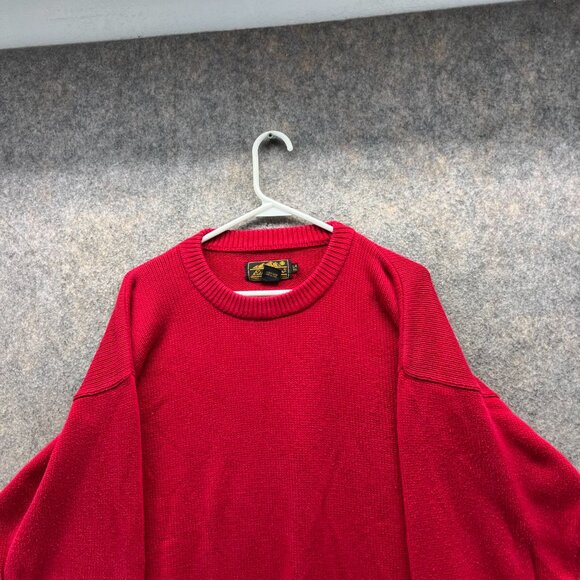 Eddie Bauer Sweater Men Large Tall Adult Red Crewneck Pullover Casual Chunky Vtg - Picture 9 of 12